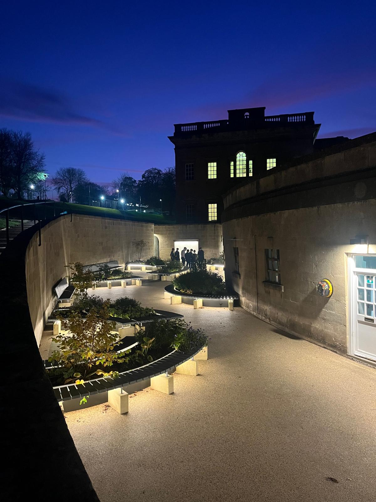New Founders Wall at night